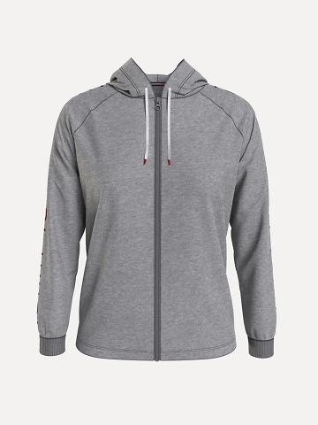 Női Tommy Hilfiger Curve Organic Pamut Signature Hoodies Szürke | HU 141WNB